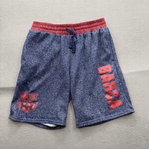 FC‎ Barcelona Shorts Mens Large Blue Soccer BARCA Logo Elastic Waist Drawstring